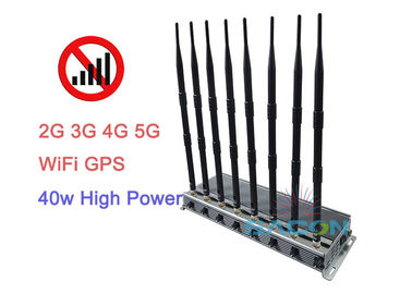 고전력 5G는 80 미터가 이르라고 전파 교란기 블로커 40w 2G 3G 4G 8 안테나에게 알립니다